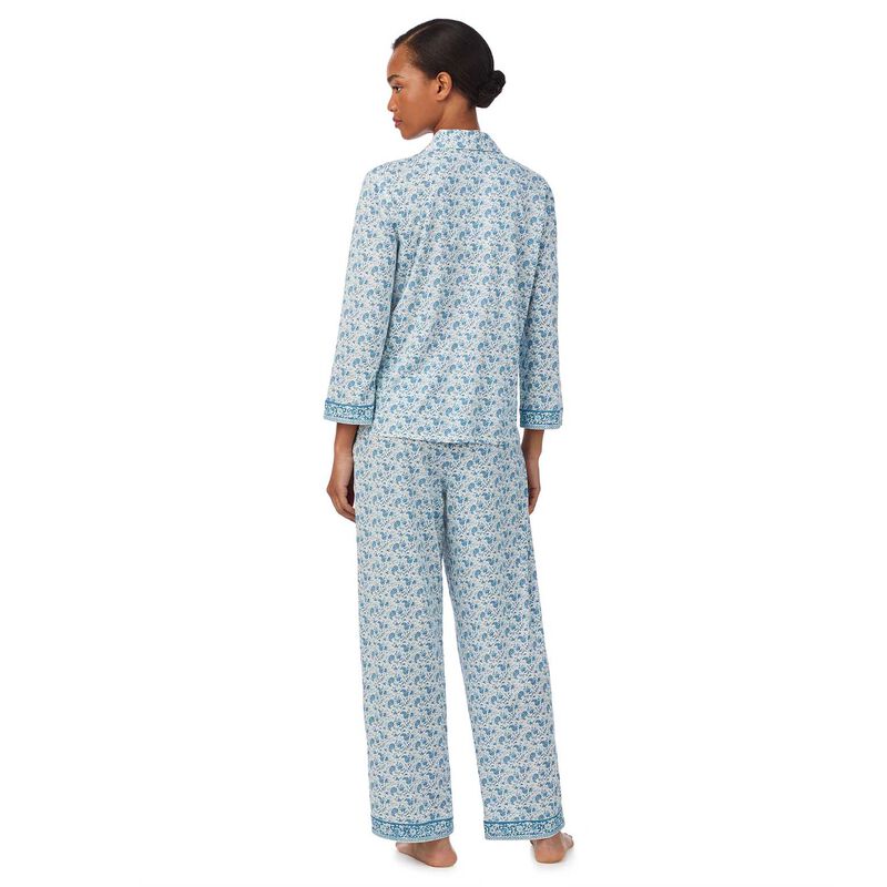 Lauren Ralph Lauren Cotton Knit 3/4 Sleeve Notch Collar Pajama Set image number 1